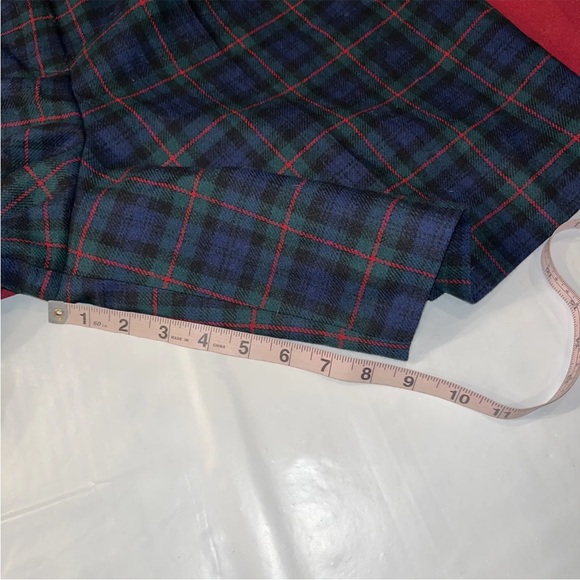 90s Pendleton blue green PLAID pleated wool SHORTS, size 18 Lined Argyle Tartan - Picture 6 of 16
